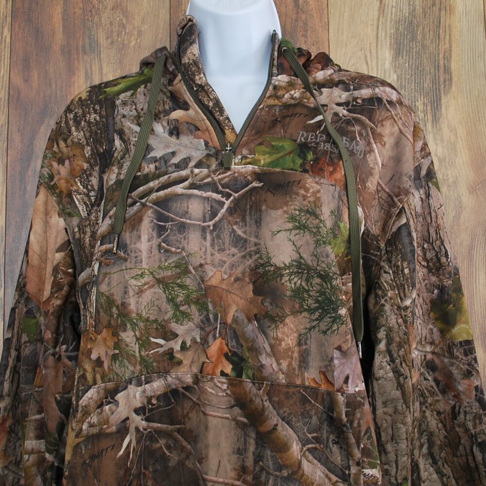 Red Head Men's Strata Camo Hoodie Fleece Pullover 1/4 Zip L